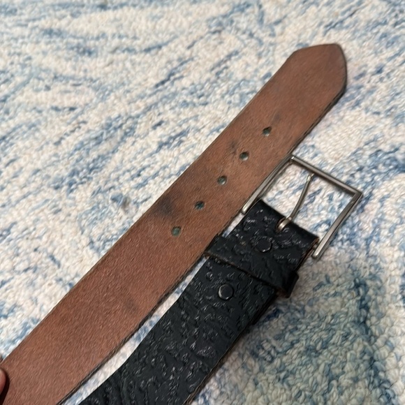 Vintage steerhide black texture leather belt, 34 - Picture 2 of 4